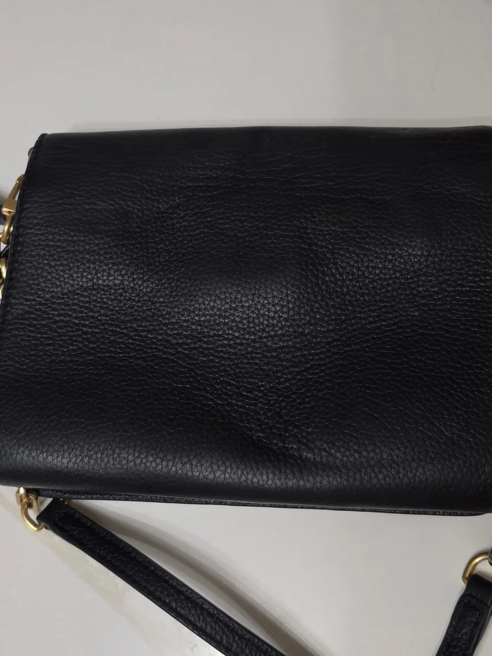 Tory Burch Black Leather Crossbody with Gold Logo Chain